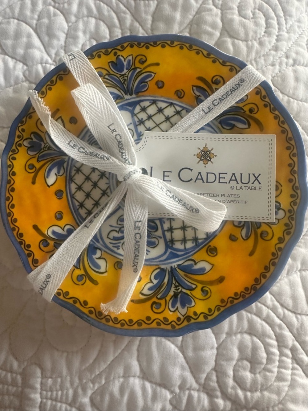 Le Cadeaux Yellow & Blue Decorative Appetizer Plate